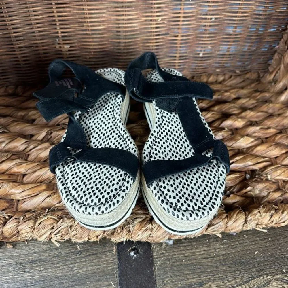 Crown Vintage Sz 7 1/2M Women's‎ Black Korine Espadrille Platform Sandal